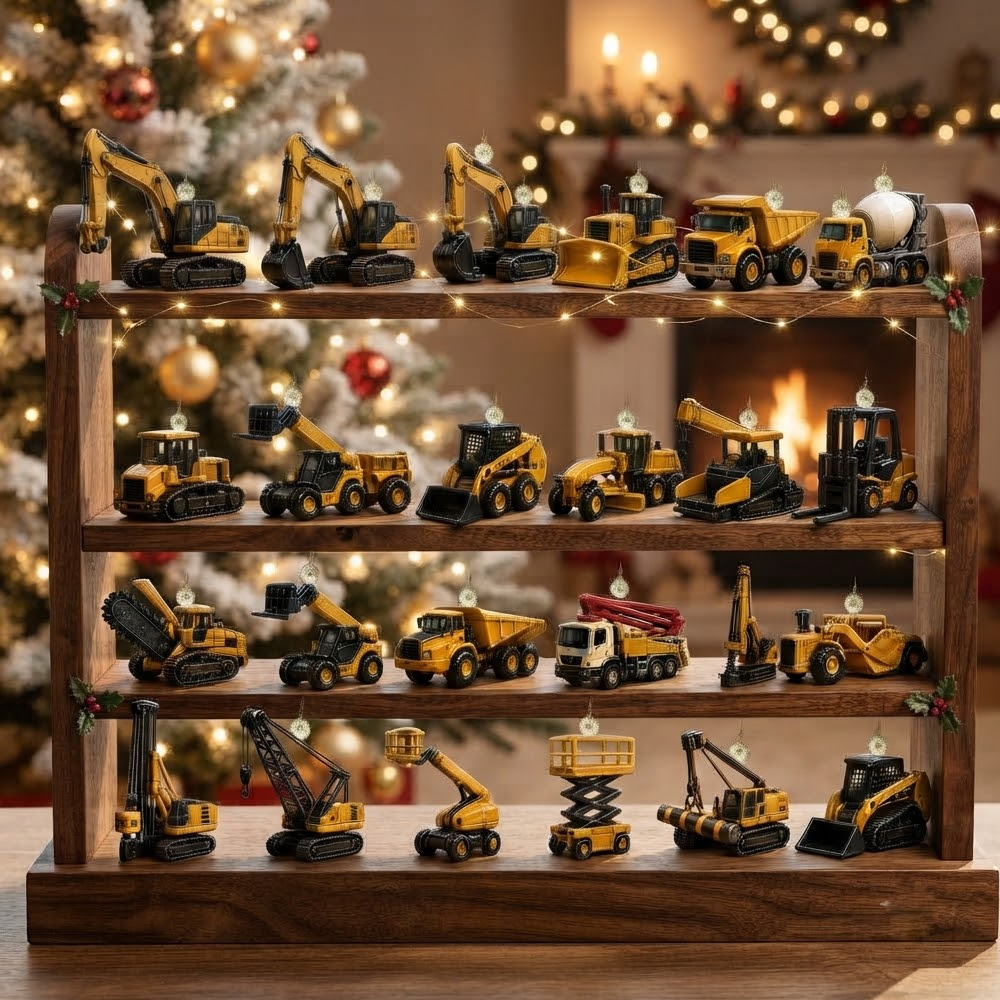 Construction Vehicles Fleet Advent Calendar 2026 - 24-Day Festive Countdown, Acrylic Ornament Blind Box
