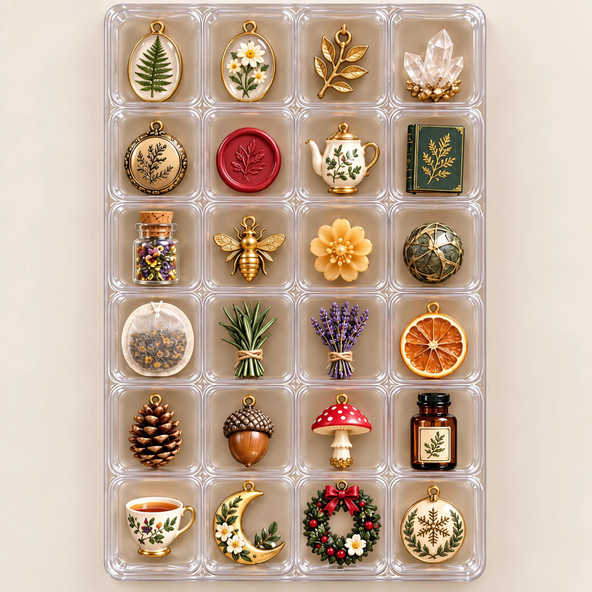 Personalized Herbal Greenhouse Advent Calendar 2026: Custom Name 24 Piece Botanical Charm Box