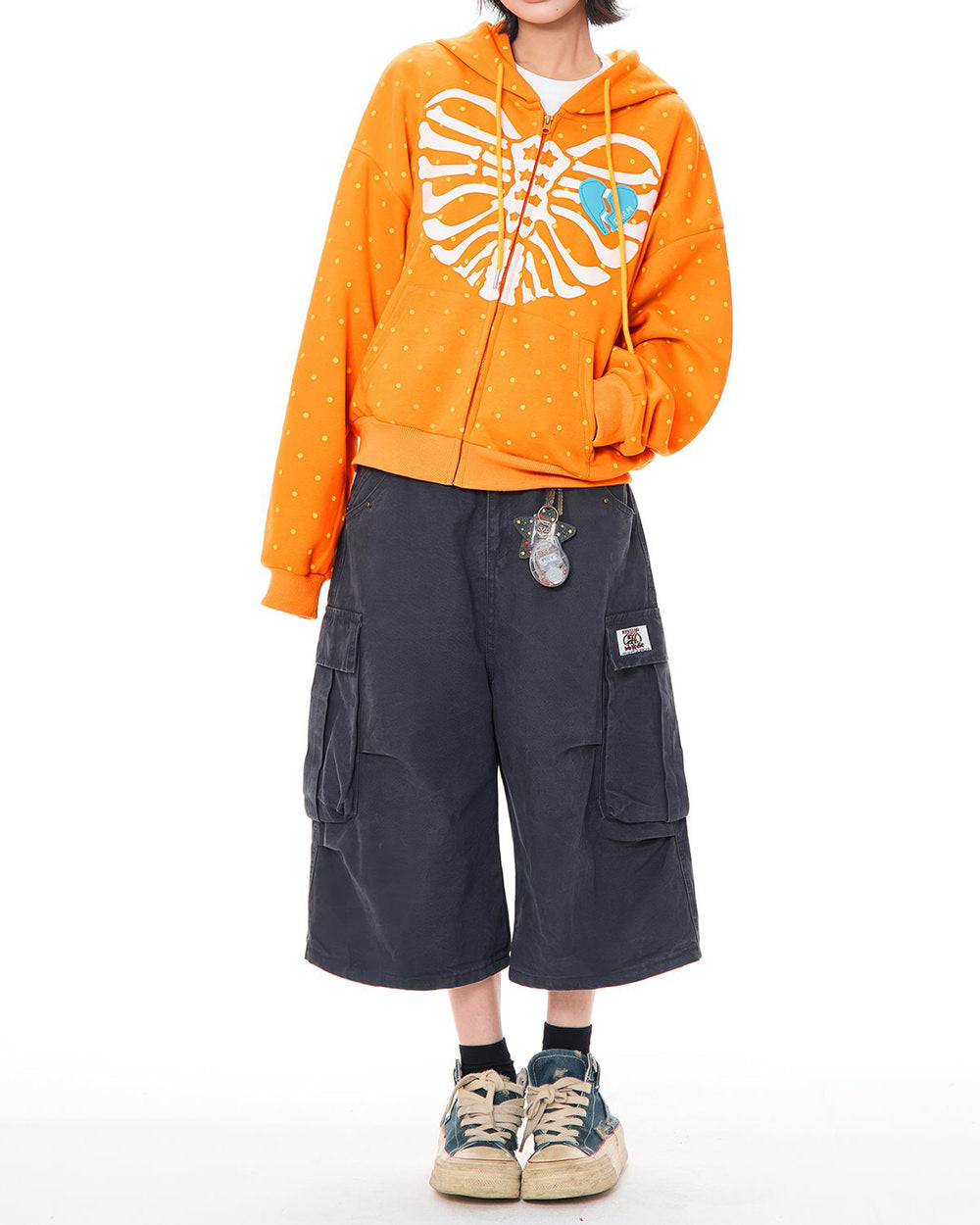 Broken Heart Skeleton Zip Up Hoodie