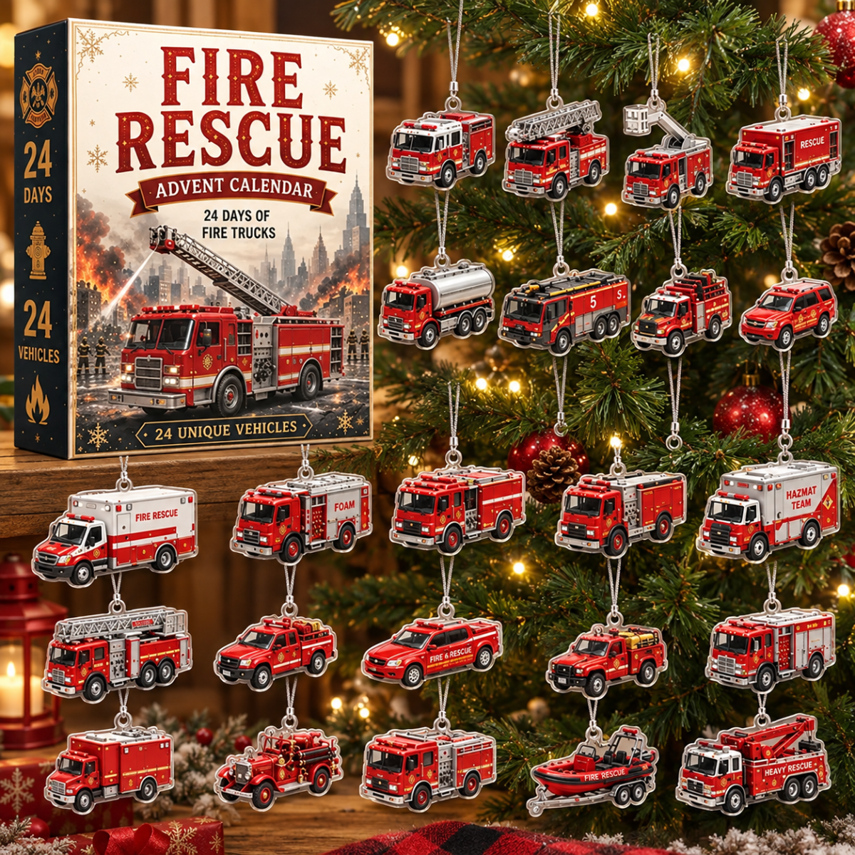 2026 Fire & Rescue Advent Calendar – 24-Day Fire Truck & Rescue Vehicle Countdown, Action-Packed Firefighter Christmas Gift and Holiday Surprise for Kids
