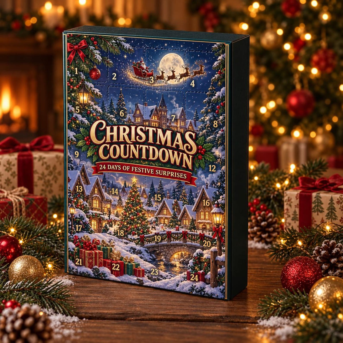 Personalized Library Advent Calendar, 24 Bookish Christmas Charms, Custom Name Reader Gift Box, Holiday Countdown