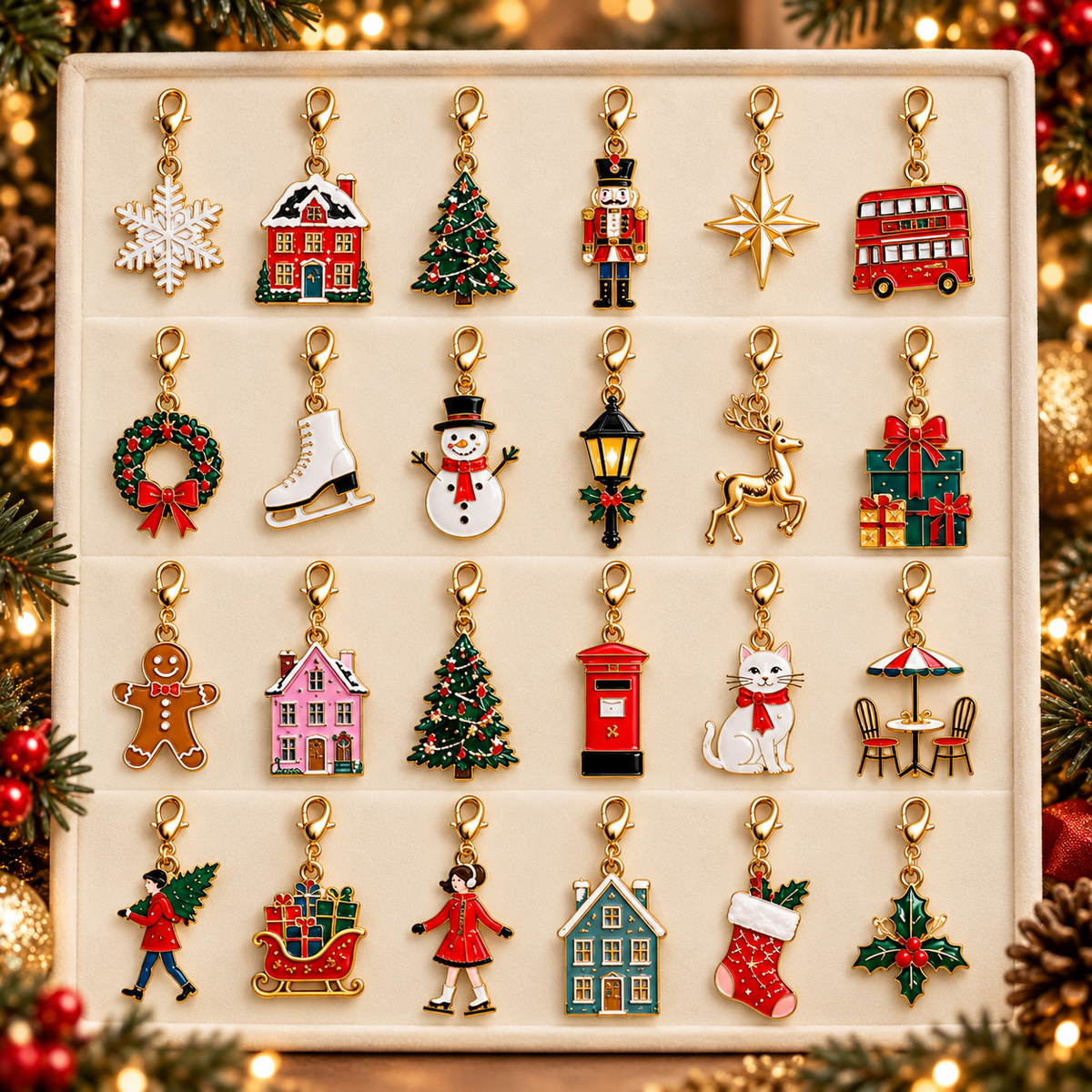 24 Days of Christmas Village Charm Advent Calendar 2026, 24 Festive Collectible Charms, Christmas Countdown Gift