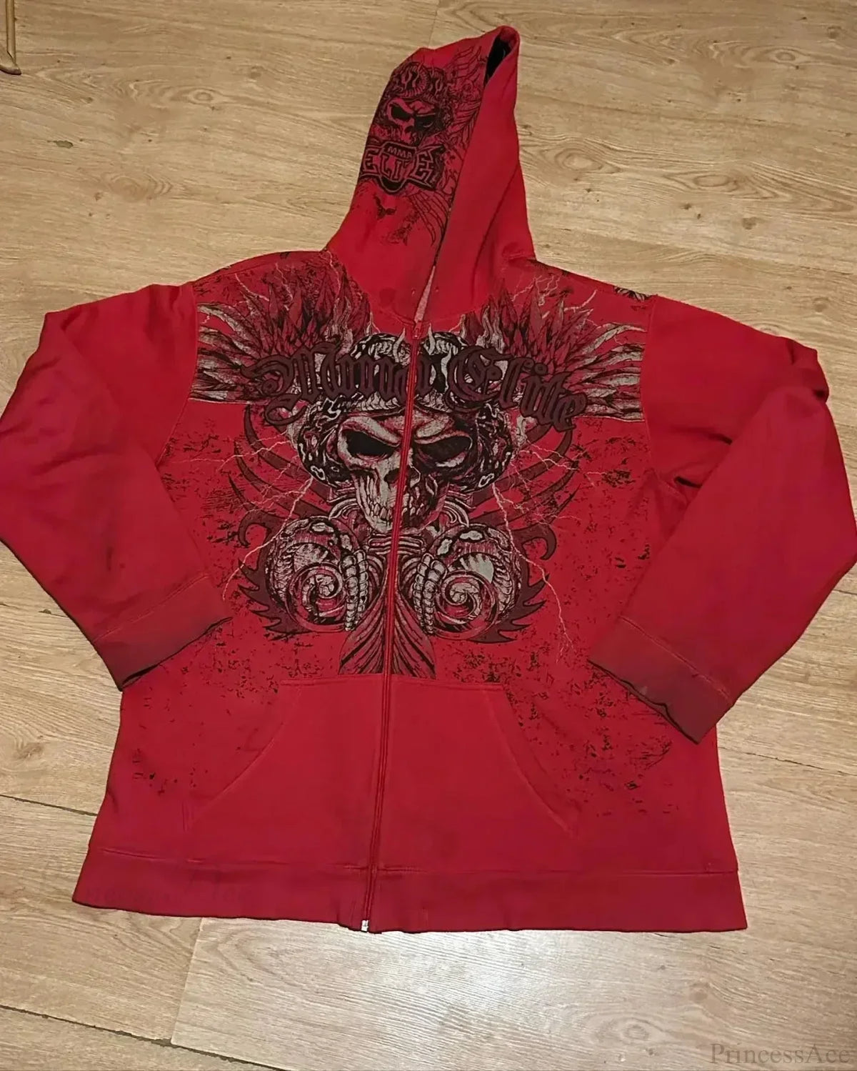 Distress Medieval Vintage Zip Hoodie