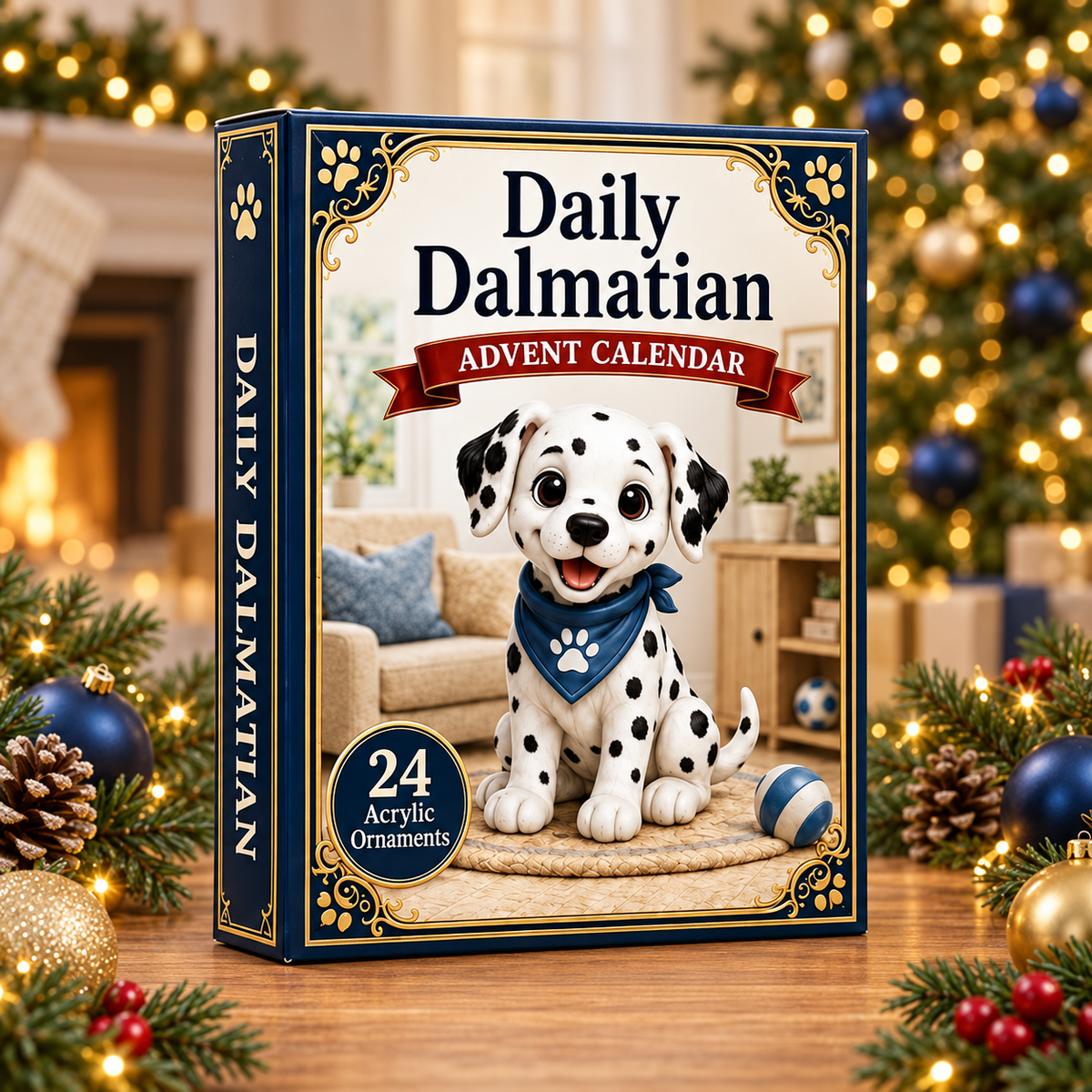 Daily Dalmatian Advent Calendar 2026 - 24-Day Festive Countdown, Acrylic Charms Blind Box - Gift For Dog Lovers