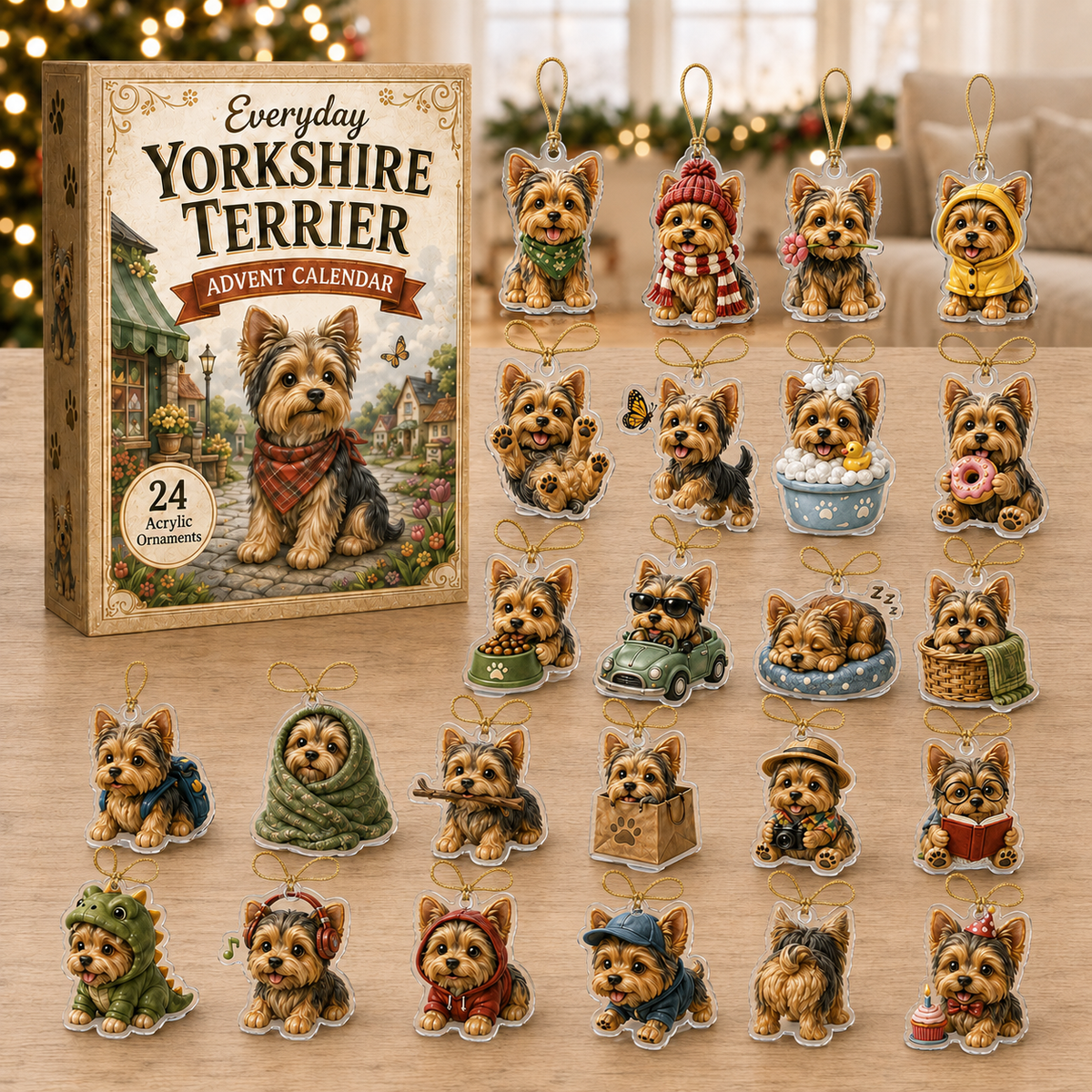 Everyday Yorkshire Terrier Advent Calendar 2026 - 24-Day Festive Countdown, Acrylic Charms Blind Box - Gift For Dog Lovers