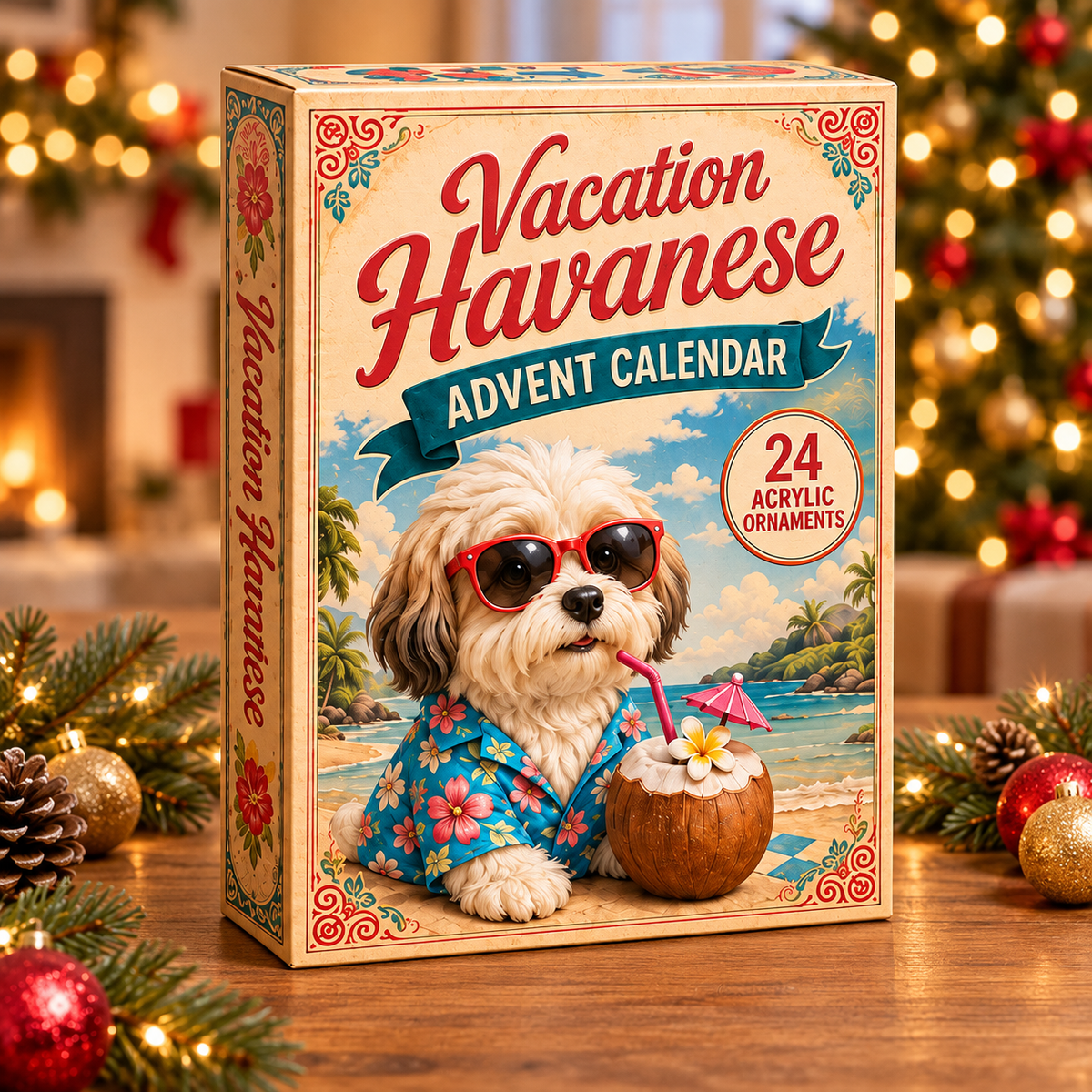 Vacation Havanese Advent Calendar 2026 - 24-Day Festive Countdown, Acrylic Charms Blind Box - Gift For Havanese Lovers