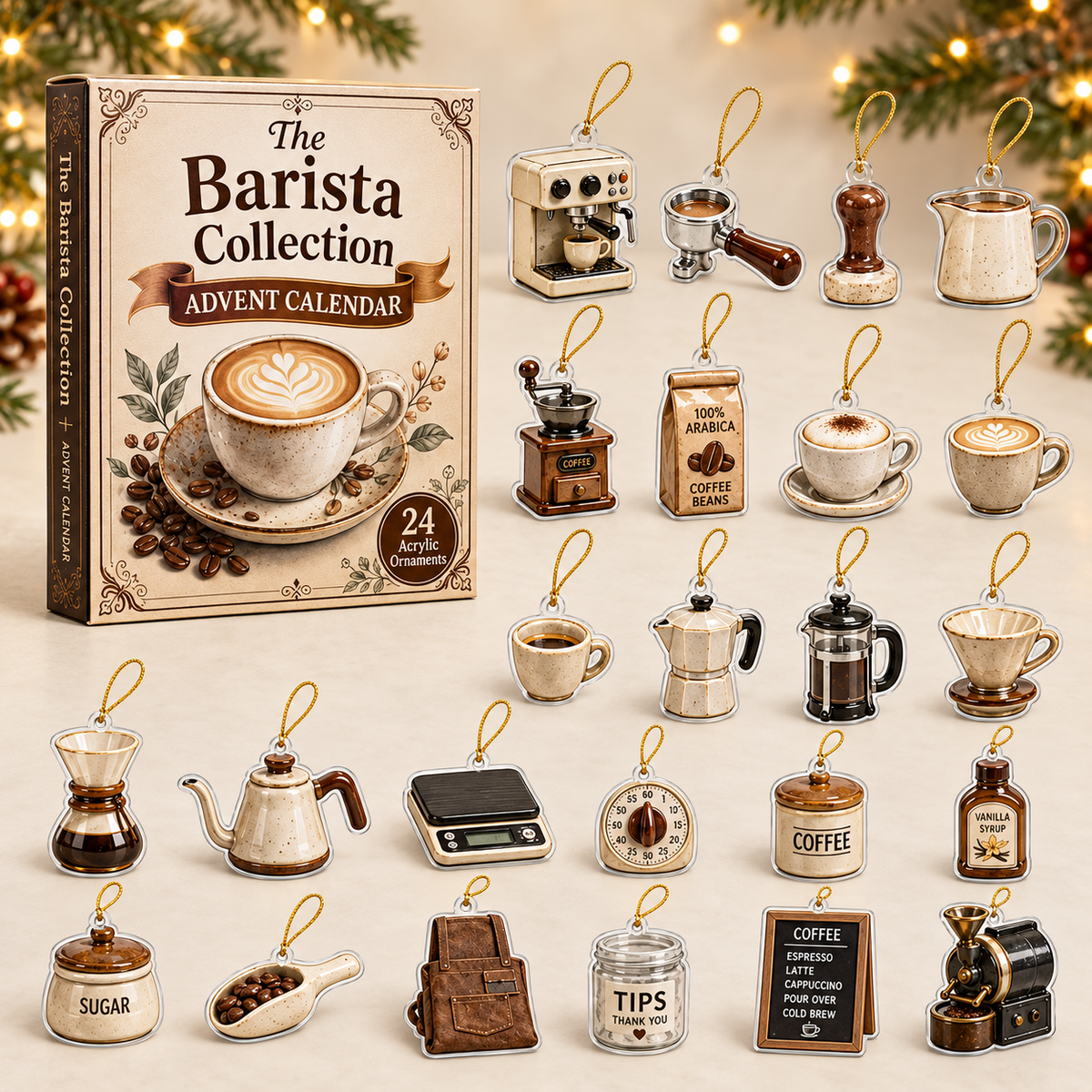 Barista Coffee Craft Advent Calendar 2026 - 24-Day Festive Countdown, Acrylic Charms Blind Box - Gift For Coffee Lovers