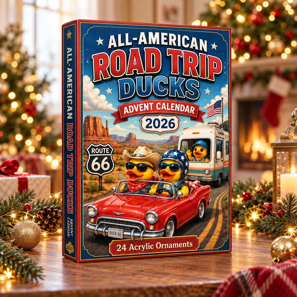 All-American Road Trip Rubber Duck Advent Calendar 2026 - 24-Day Festive Countdown, Acrylic Charms Blind Box - Gift For Family & Friends