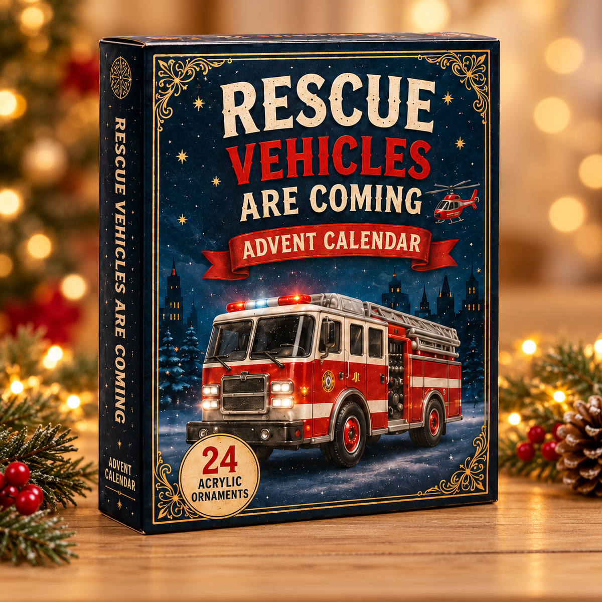 Rescue Vehicles Fleet Advent Calendar 2026 - 24-Day Festive Countdown, Acrylic Charms Blind Box - Gift For Vehicle Lovers