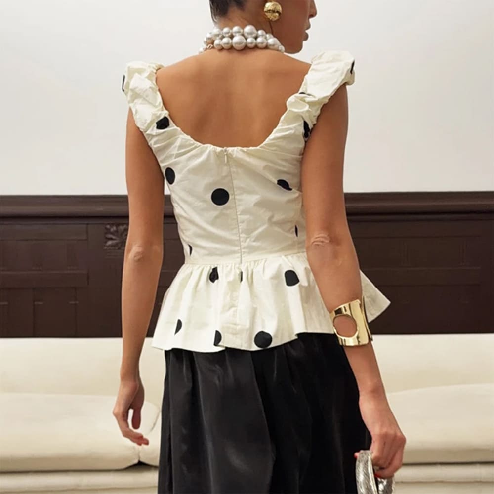 Polka Dot Ruffle Top