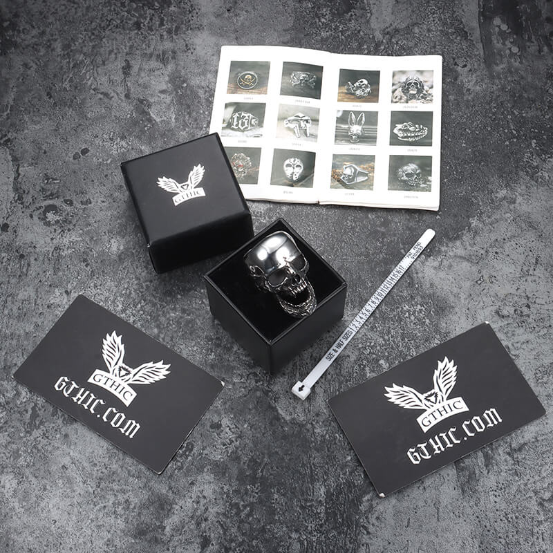 Roaring Stainless Steel Skull Ring