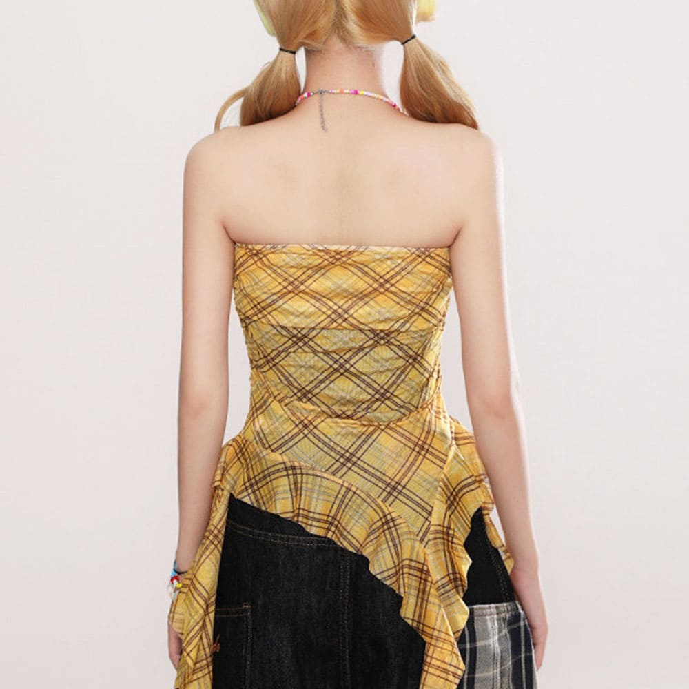 Teen Spirit Star Plaid Bandeau Top