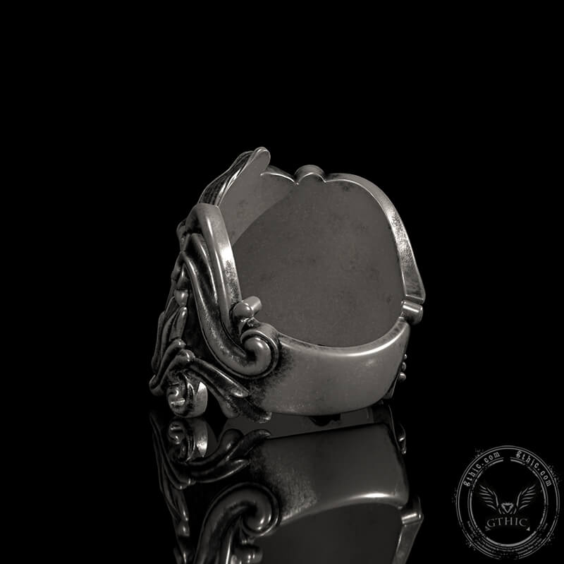Vintage Pattern Sterling Silver Skull Ring