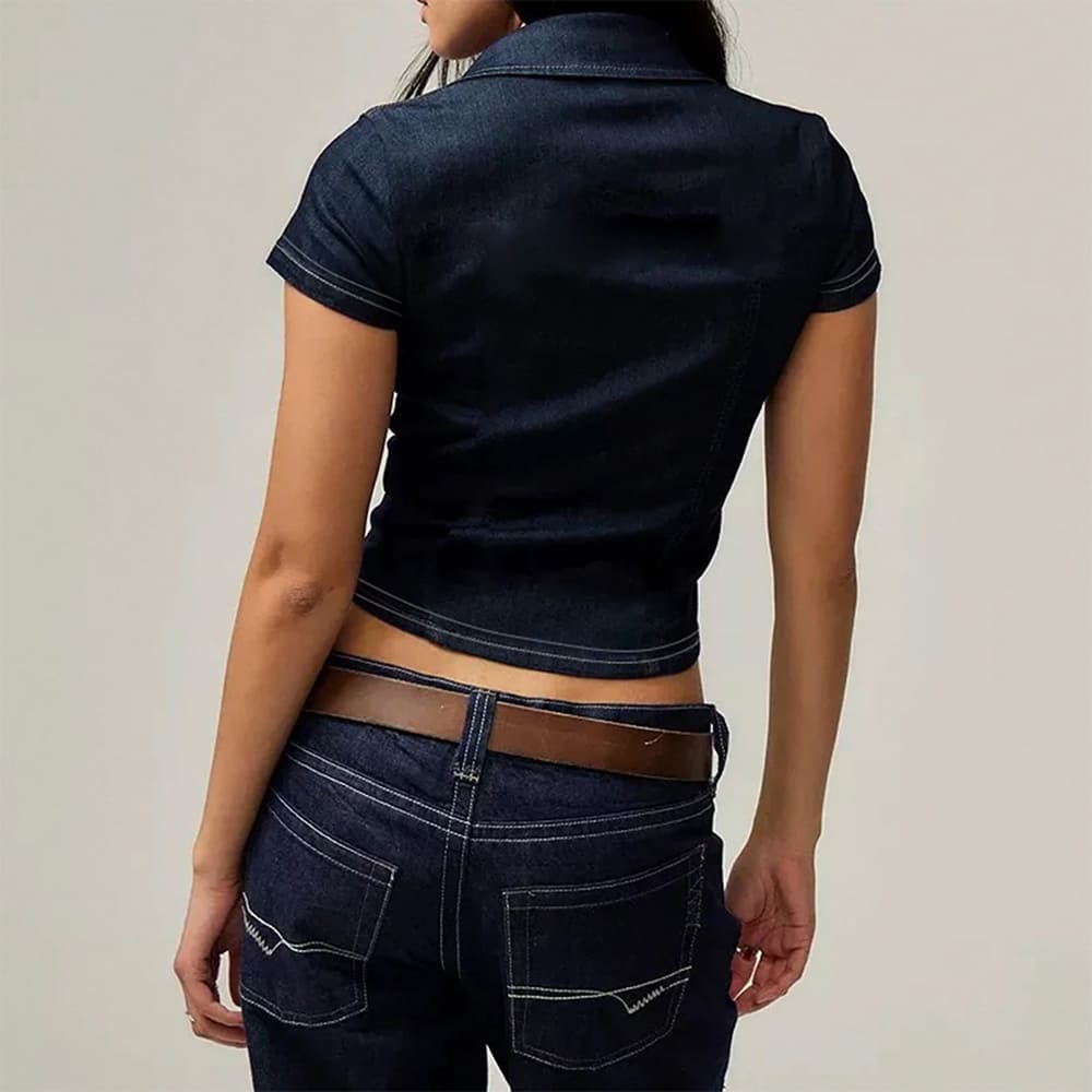 Y2K Denim Cropped Shirt
