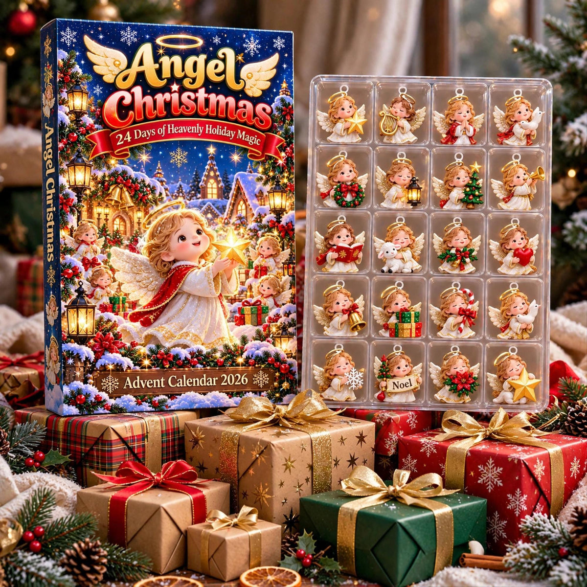 Angel Advent Calendar 2026, 24 Piece Angel Ornament Set, Angel Blind Box Advent Calendar, Christmas Countdown Gift for Home Decor