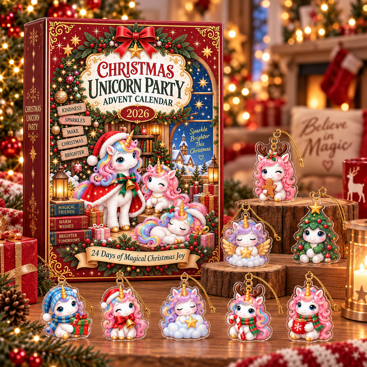 Unicorn Advent Calendar 2026, Christmas Countdown Gift, 24 Day Unicorn Charms, Kids Holiday Keepsake, Magical Christmas Decor, GIFT 2026