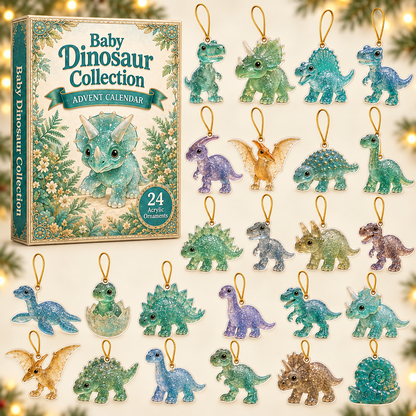 Acrylic Crystal Baby Dinosaur Advent Calendar 2026 - 24-Day Festive Countdown, Acrylic Charms Blind Box - Gift For Dinosaur Lovers