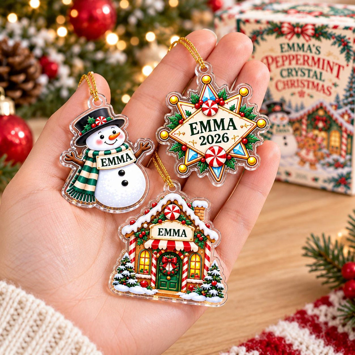 Personalized Advent Calendar 2026 for Kids, Peppermint Christmas Countdown, Custom Name Ornaments, Stocking Stuffer Gift for Girls and Teens