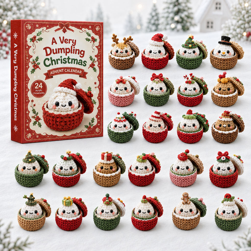 A Very Dumpling Christmas Advent Calendar 2026 - 24-Day Festive Countdown, Acrylic Charms Blind Box - Gift For Crochet Lovers
