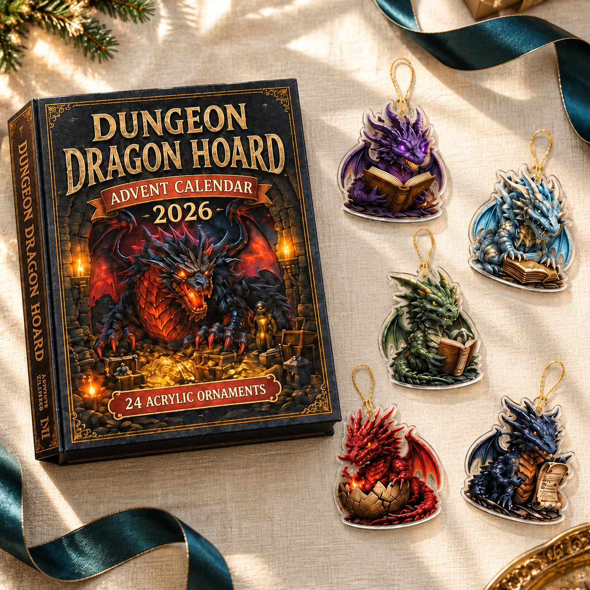 Personalized Dragon Advent Calendar 2026, 24 Acrylic Dragon Charms, 3D Effect Fantasy Countdown Gift For Dragon Lovers, Kid