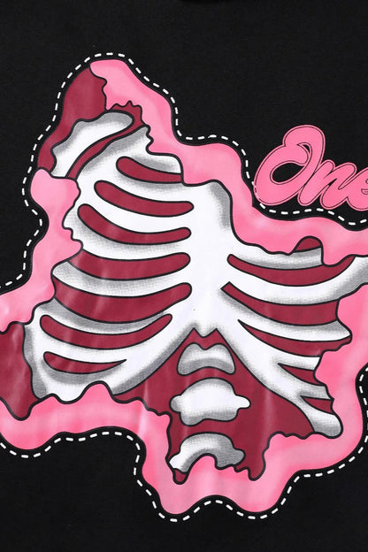 Pink Ribcage Graphic Pullover Hoodie