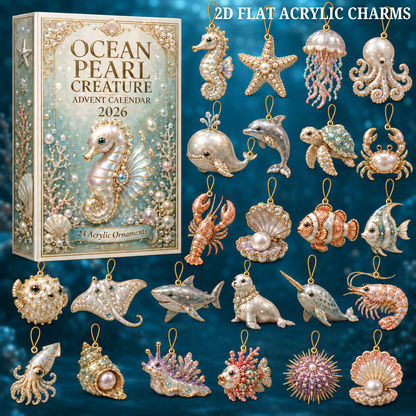 Ocean Pearl Treasures Advent Calendar 2026 - 24-Day Festive Countdown, Acrylic Charms Blind Box - Gift For Ocean Lovers