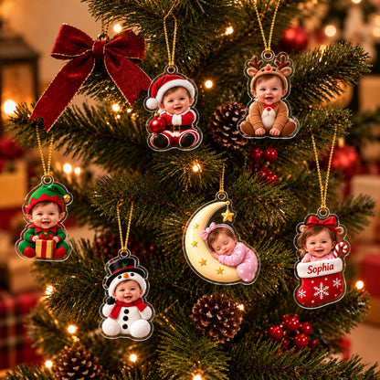 Personalized Baby's First Christmas Advent Calendar 2026, 24 Acrylic Photo Ornaments, Custom Newborn Gift, Baby Christmas Countdown Keepsake