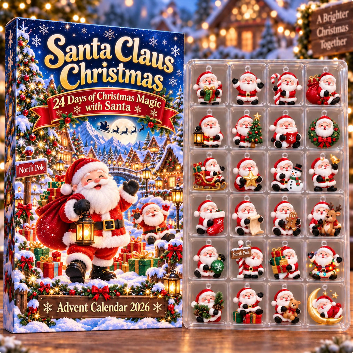 Santa Claus Advent Calendar 2026, 24 Piece Santa Ornament Set, Family Christmas Countdown Gift, Holiday Xmas Decor, Kids Christmas Gift