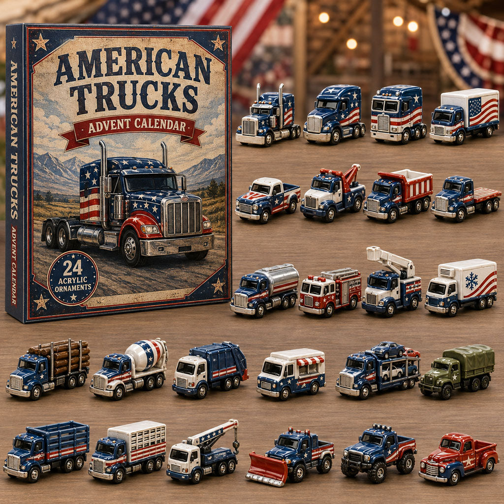 American Trucks Fleet Advent Calendar 2026 - 24-Day Festive Countdown, Acrylic Charms Blind Box - Gift For Vehicle Lovers