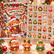 Highland Cow Advent Calendar 2026, 24 Christmas Cow Ornaments, Cute Farmhouse Christmas Decor, Cow Lover Holiday Gift