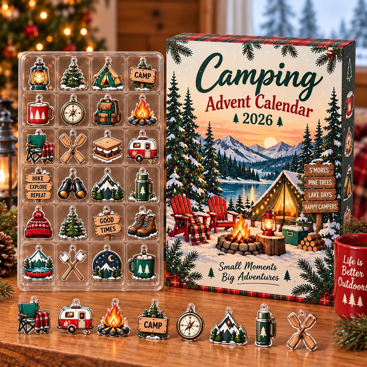 Camping Advent Calendar 2026, Christmas Countdown Gift, Outdoor Adventure Decor, Camping Lover Gift, Camper Christmas Ornament Set
