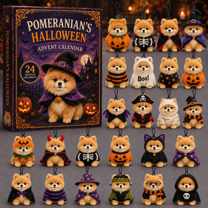 Spooky Pomeranian Advent Calendar 2026 - 24-Day Festive Countdown, Acrylic Charms Blind Box - Gift For Dog Lovers