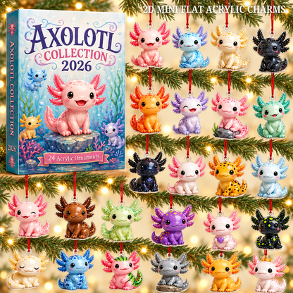 Axolotl Collection Advent Calendar 2026 - 24-Day Festive Countdown, Acrylic Charms Blind Box - Gift For Axolotl Lovers