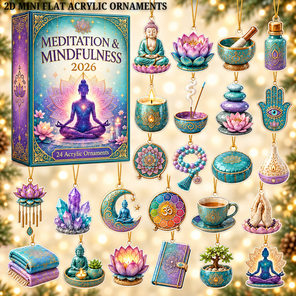 Meditation & Mindfulness Advent Calendar 2026 - 24-Day Festive Countdown, Acrylic Charms Blind Box - Gift For Yoga Lovers