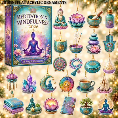 Meditation & Mindfulness Advent Calendar 2026 - 24-Day Festive Countdown, Acrylic Charms Blind Box - Gift For Yoga Lovers