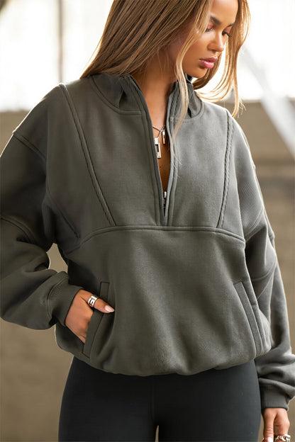 Oversized Half Zip Longline Sweatshirt