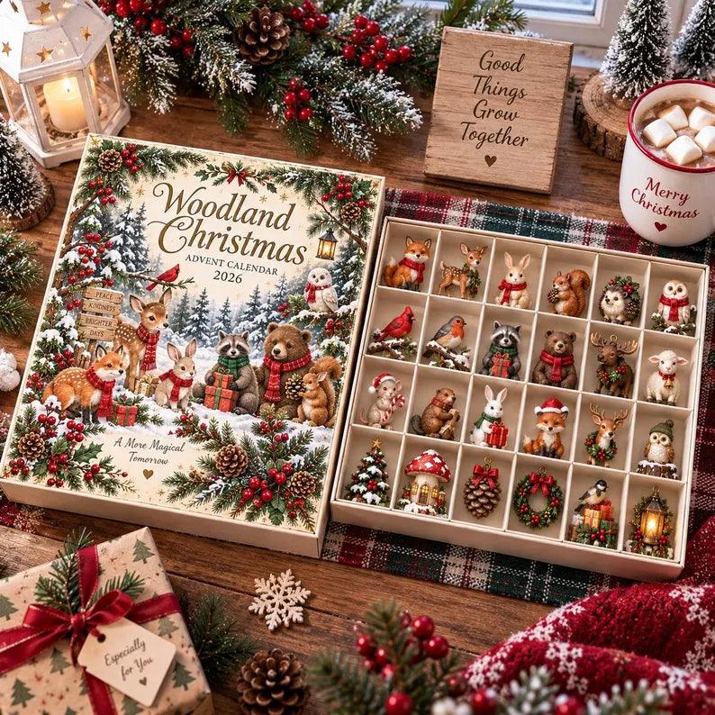 Personalized Woodland Advent Calendar, Christmas Forest Animal Countdown, 24 Mini Figures, Family Holiday Keepsake, Kids Collector GIFT 2026