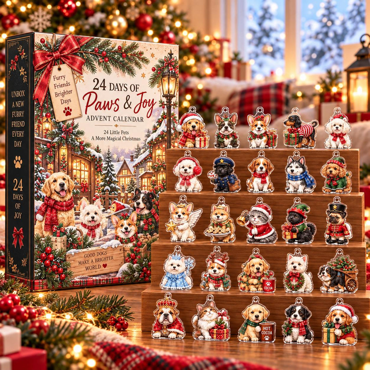 Christmas Pet Advent Calendar, 24 Day Dog Cat Countdown, Acrylic Pet Ornaments, Dog Lover Gift, Cat Lover Gift, Xmas Decor Abagael Tatiana