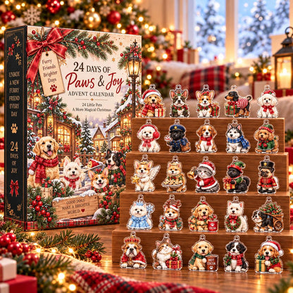 Christmas Pet Advent Calendar, 24 Day Dog Cat Countdown, Acrylic Pet Ornaments, Dog Lover Gift, Cat Lover Gift, Xmas Decor Abagael Tatiana