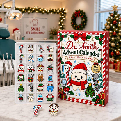Personalized Dr. Smith Dental Advent Calendar: Custom 24 Acrylic Designs Blind Box