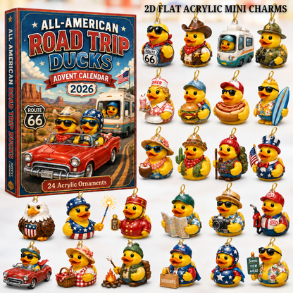 All-American Road Trip Rubber Duck Advent Calendar 2026 - 24-Day Festive Countdown, Acrylic Charms Blind Box - Gift For Family & Friends