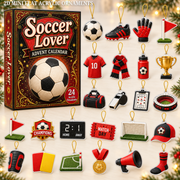 Soccer Theme Red Advent Calendar 2026 - 24-Day Festive Countdown, Acrylic Charms Blind Box - Gift For Soccer Lovers