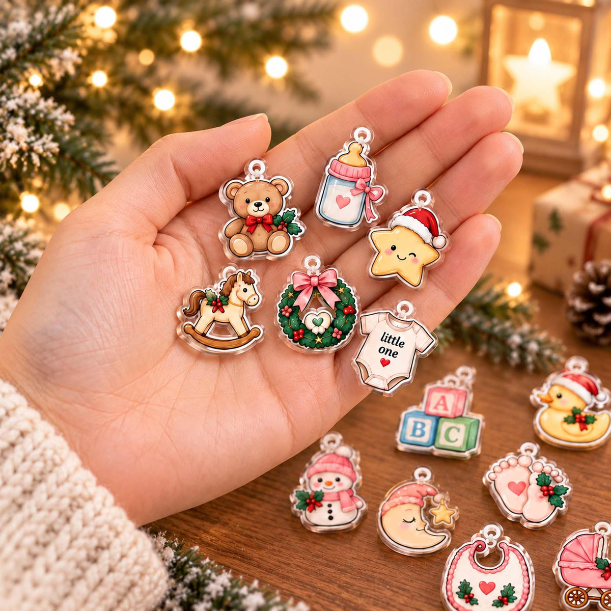 Personalized Baby Newborn Christmas Advent Calendar 2026, Custom Baby Name Blind Box, 24 Day Countdown Tiny Joy Baby Xmas Ornament Token Set