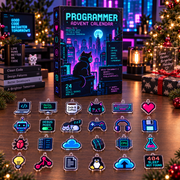 Programmer Advent Calendar – 24 Mini Acrylic Coding Ornaments, Geek Christmas Countdown Gift for Programmers, Developers & Tech Lovers