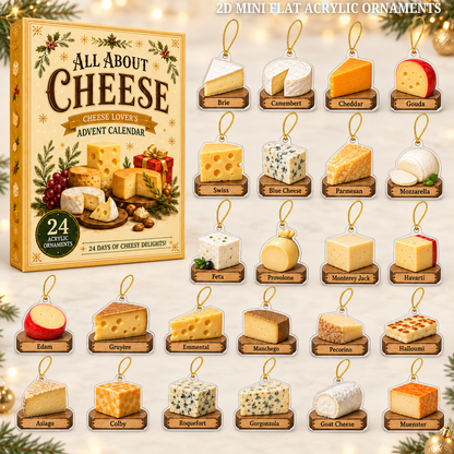 All About Cheese Advent Calendar 2026 - 24-Day Festive Countdown, Acrylic Charms Blind Box - Gift For Cheese Lovers