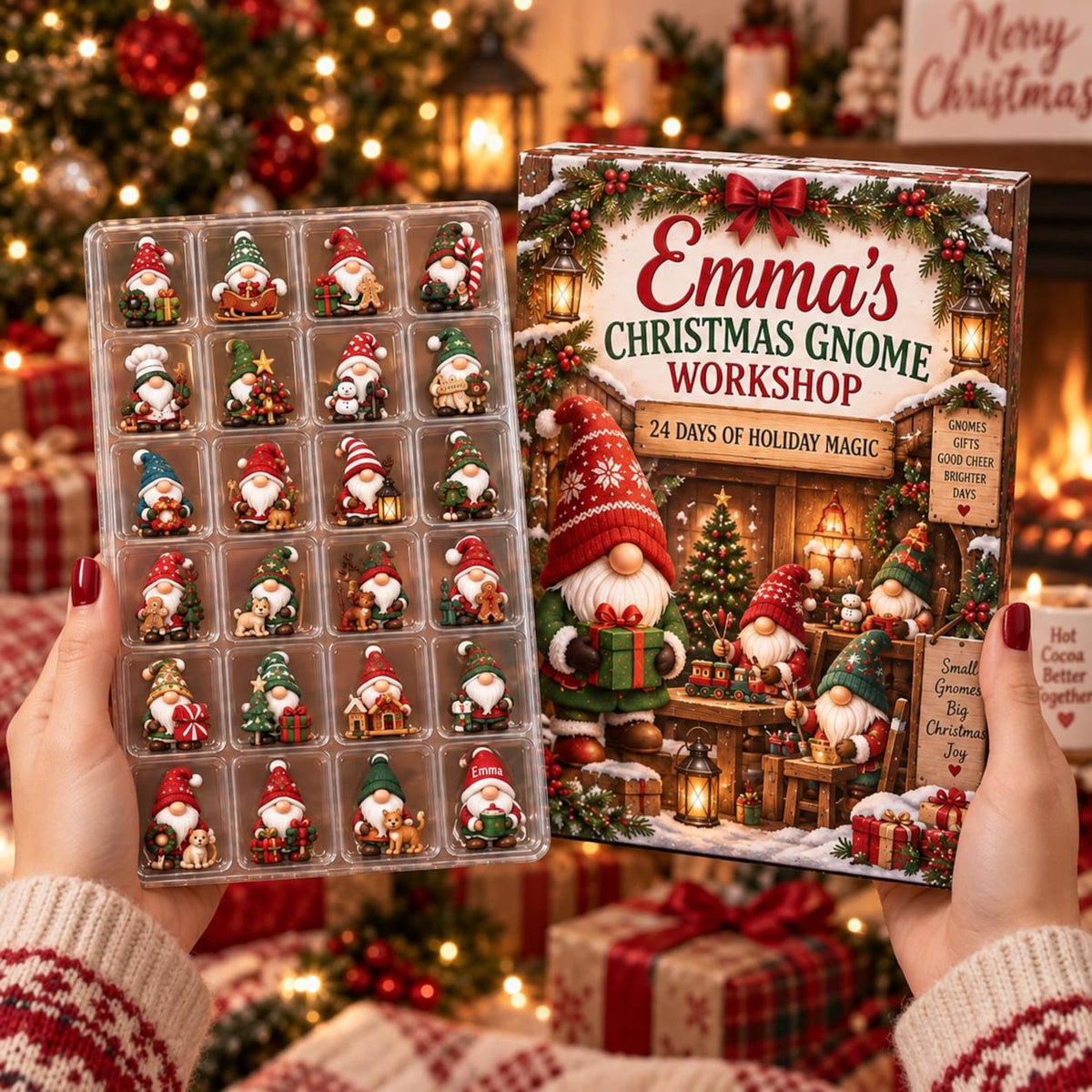 Personalized Christmas Gnome Advent Calendar 2026, 24 Day Holiday Countdown, Custom Name Blind Box Keepsake, Christmas Gift For Kids