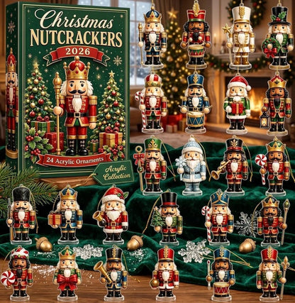 Nutcracker Advent Calendar 2026, 24 Day Christmas Countdown, 2D Flat Acrylic Ornament Set, Xmas Tree Decor, Nutcracker Holiday Gift