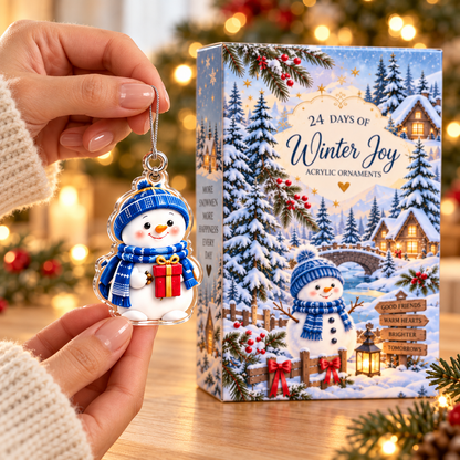 24-Day Snowman Advent Calendar, Acrylic Christmas Countdown Ornaments, Gift For Kid