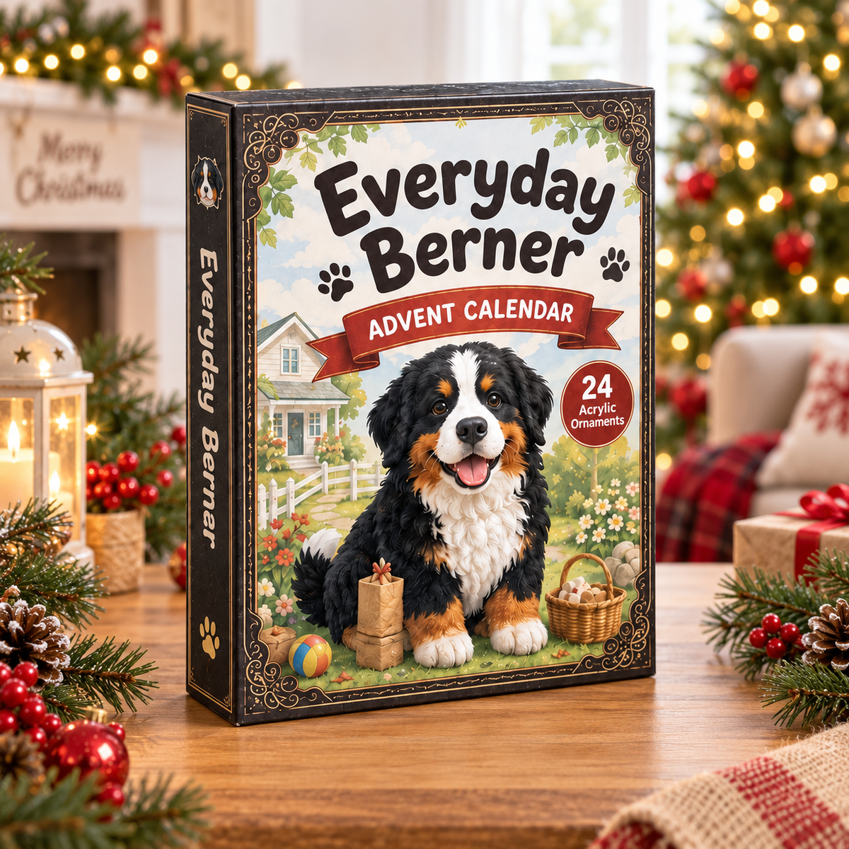 Everyday Berner Advent Calendar 2026 - 24-Day Festive Countdown, Acrylic Charms Blind Box - Gift For Bernese Mountain Dog Lovers