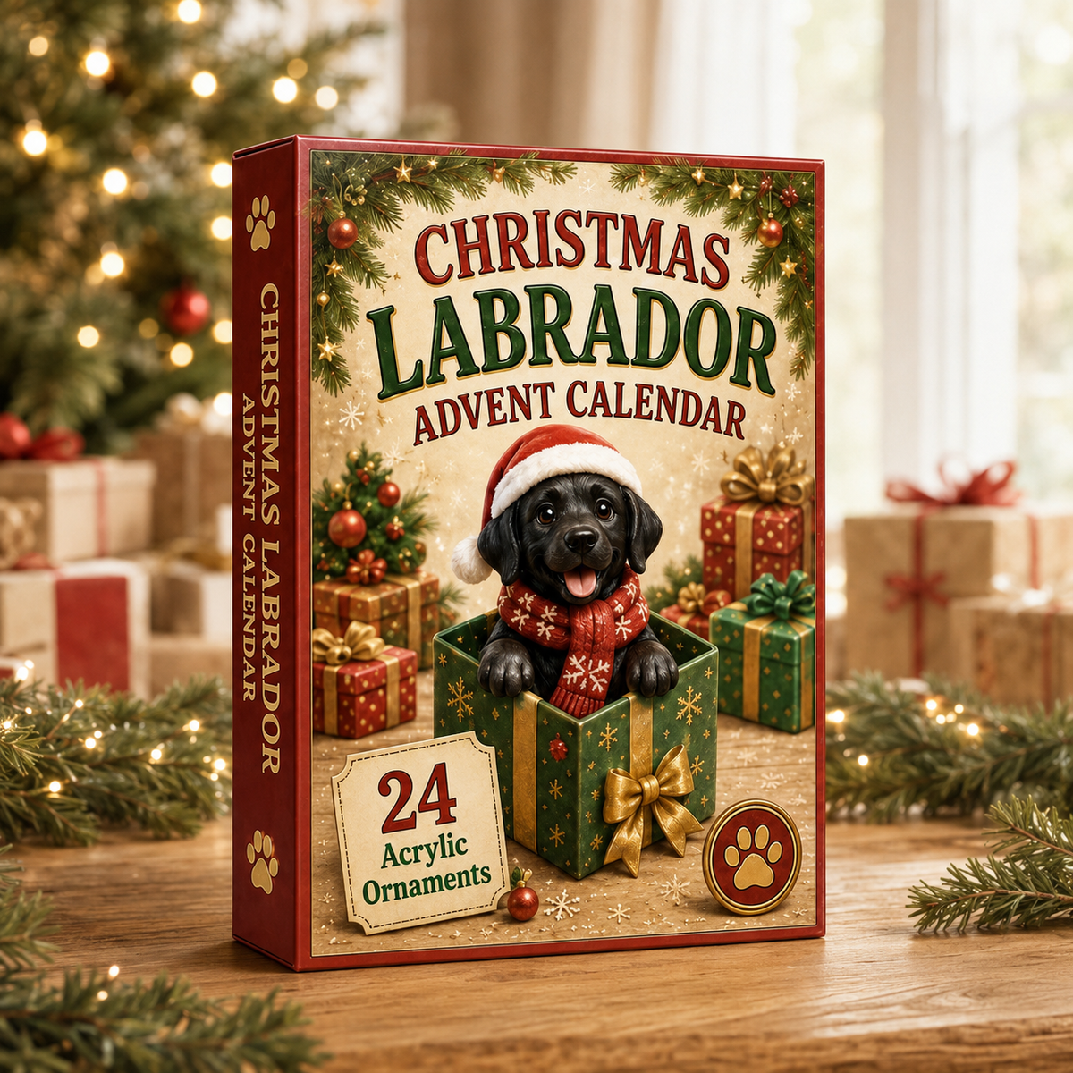 Christmas Black Labrador Advent Calendar 2026 - 24-Day Festive Countdown, Acrylic Charms Blind Box - Gift For Labrador Lovers